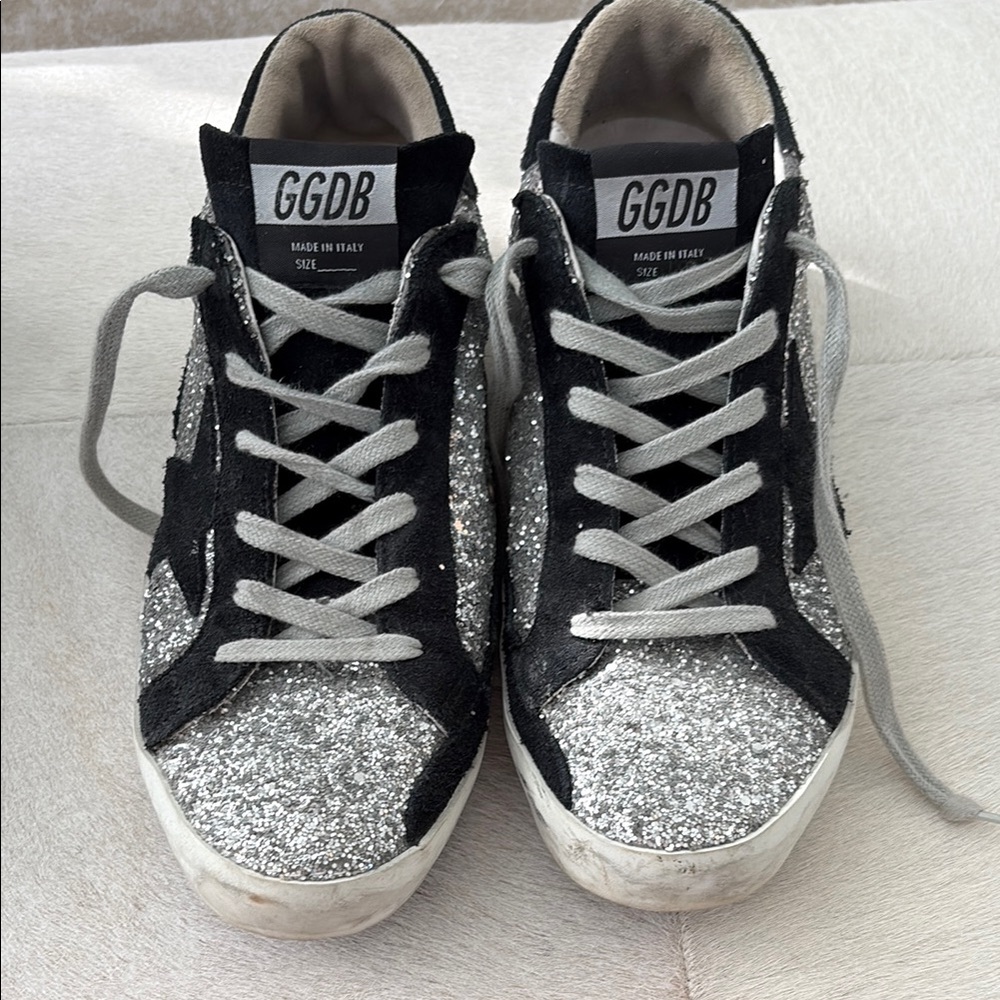 GGDB Black and Silver Glitter Sneakers